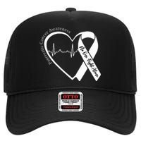 Pancreatic Cancer Awareness Heart Purple Ribbon Support High Crown Mesh Back Trucker Hat