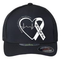 Pancreatic Cancer Awareness Heart Purple Ribbon Support Flexfit Unipanel Trucker Cap