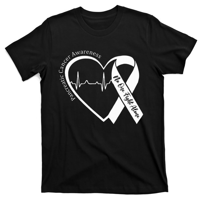 Pancreatic Cancer Awareness Heart Purple Ribbon Support T-Shirt