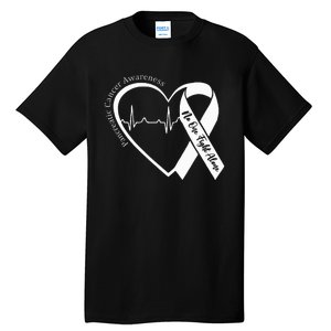 Pancreatic Cancer Awareness Heart Purple Ribbon Support Tall T-Shirt