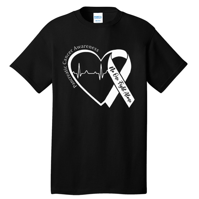 Pancreatic Cancer Awareness Heart Purple Ribbon Support Tall T-Shirt