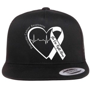 Pancreatic Cancer Awareness Heart Purple Ribbon Support Flat Bill Trucker Hat