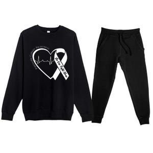 Pancreatic Cancer Awareness Heart Purple Ribbon Support Premium Crewneck Sweatsuit Set