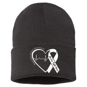 Pancreatic Cancer Awareness Heart Purple Ribbon Support Sustainable Knit Beanie