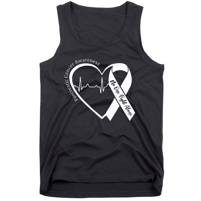 Pancreatic Cancer Awareness Heart Purple Ribbon Support Tank Top