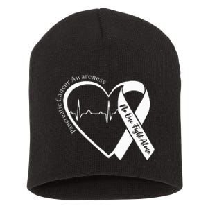 Pancreatic Cancer Awareness Heart Purple Ribbon Support Short Acrylic Beanie