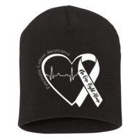 Pancreatic Cancer Awareness Heart Purple Ribbon Support Short Acrylic Beanie