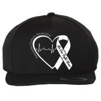 Pancreatic Cancer Awareness Heart Purple Ribbon Support Wool Snapback Cap