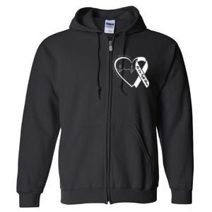 Pancreatic Cancer Awareness Heart Purple Ribbon Support Full Zip Hoodie