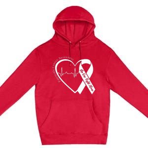 Pancreatic Cancer Awareness Heart Purple Ribbon Support Premium Pullover Hoodie