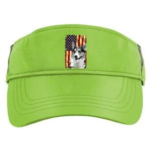 Patriotic Corgi American Flag July 4th Dog Lover Adult Drive Performance Visor