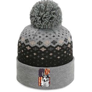 Patriotic Corgi American Flag July 4th Dog Lover The Baniff Cuffed Pom Beanie