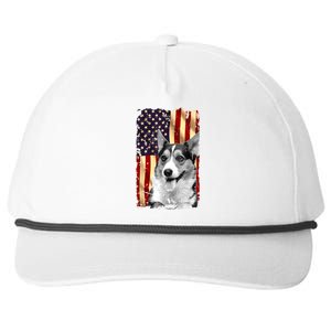 Patriotic Corgi American Flag July 4th Dog Lover Snapback Five-Panel Rope Hat