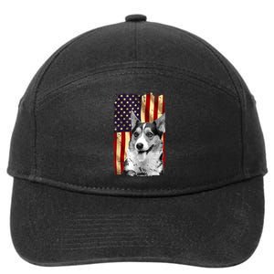 Patriotic Corgi American Flag July 4th Dog Lover 7-Panel Snapback Hat