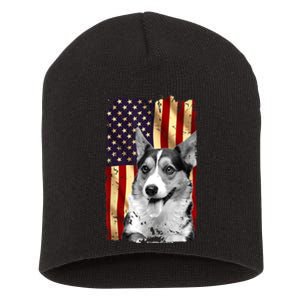 Patriotic Corgi American Flag July 4th Dog Lover Short Acrylic Beanie