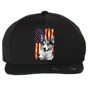 Patriotic Corgi American Flag July 4th Dog Lover Wool Snapback Cap