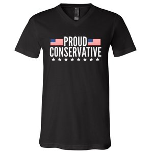 Proud Conservative American USA Flag V-Neck T-Shirt