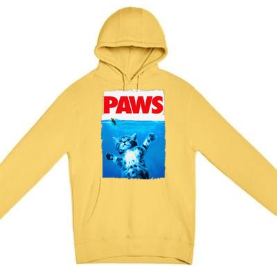 Paws Cat And Mouse Top Cute Funny Cat Lover Parody Premium Pullover Hoodie