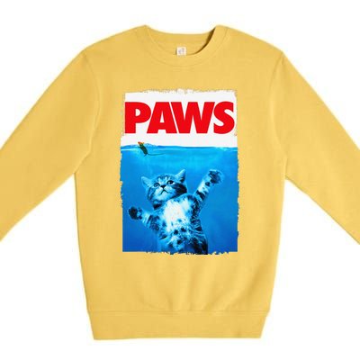 Paws Cat And Mouse Top Cute Funny Cat Lover Parody Premium Crewneck Sweatshirt