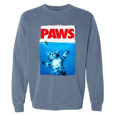 Paws Cat And Mouse Top Cute Funny Cat Lover Parody Garment-Dyed Sweatshirt