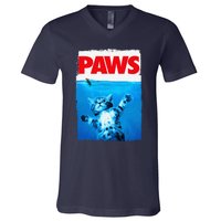 Paws Cat And Mouse Top Cute Funny Cat Lover Parody V-Neck T-Shirt