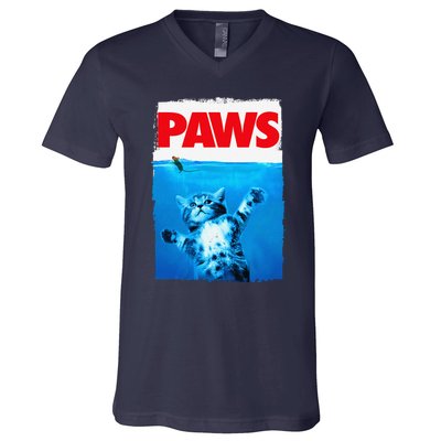 Paws Cat And Mouse Top Cute Funny Cat Lover Parody V-Neck T-Shirt