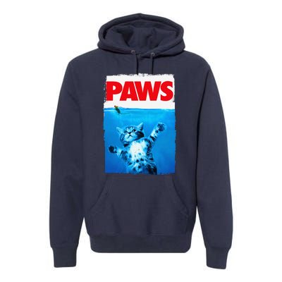 Paws Cat And Mouse Top Cute Funny Cat Lover Parody Premium Hoodie