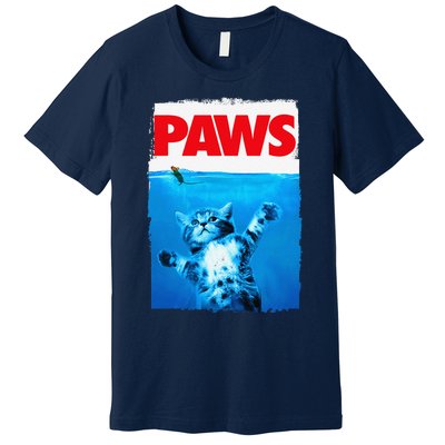 Paws Cat And Mouse Top Cute Funny Cat Lover Parody Premium T-Shirt