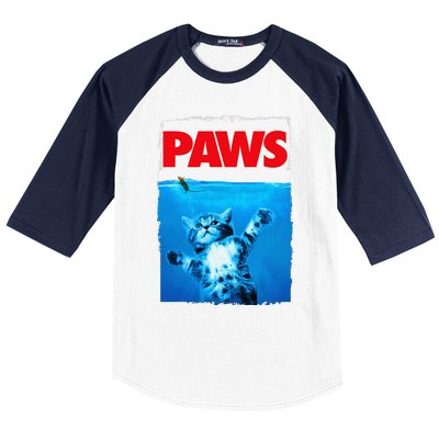 Paws Cat And Mouse Top Cute Funny Cat Lover Parody Baseball Sleeve Shirt