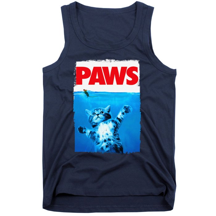 Paws Cat And Mouse Top Cute Funny Cat Lover Parody Tank Top