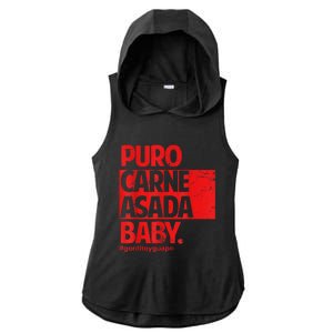 Puro Carne Asada #Gorditoyguapo Ladies PosiCharge Tri-Blend Wicking Draft Hoodie Tank