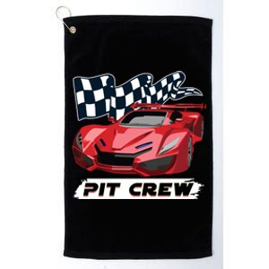 Pit Crew Auto Mechanics Checkered Flags Flaming Racing Car Gift Platinum Collection Golf Towel