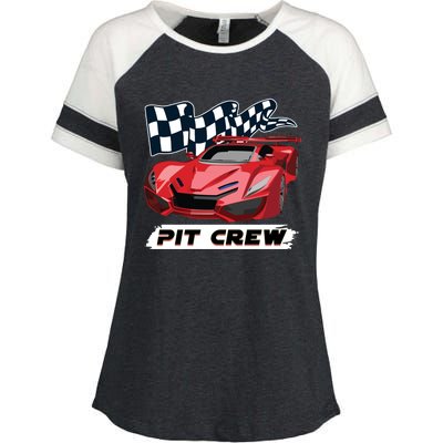 Pit Crew Auto Mechanics Checkered Flags Flaming Racing Car Gift Enza Ladies Jersey Colorblock Tee