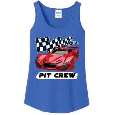 Pit Crew Auto Mechanics Checkered Flags Flaming Racing Car Gift Ladies Essential Tank