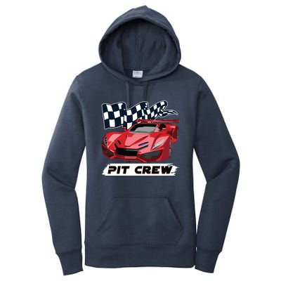 Pit Crew Auto Mechanics Checkered Flags Flaming Racing Car Gift Women's Pullover Hoodie