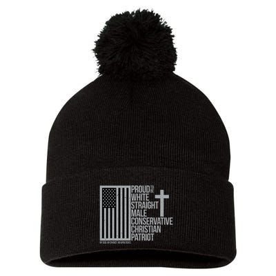 Proud Christian American Man Pom Pom 12in Knit Beanie