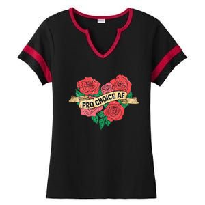 Pro Choice Af Feminist Roses Heart Feminism Great Gift Ladies Halftime Notch Neck Tee