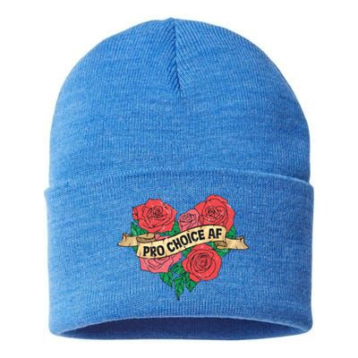 Pro Choice Af Feminist Roses Heart Feminism Great Gift Sustainable Knit Beanie