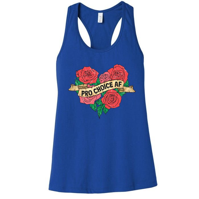 Pro Choice Af Feminist Roses Heart Feminism Great Gift Women's Racerback Tank