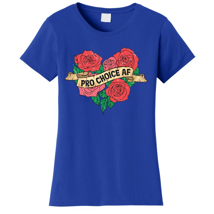 Pro Choice Af Feminist Roses Heart Feminism Great Gift Women's T-Shirt