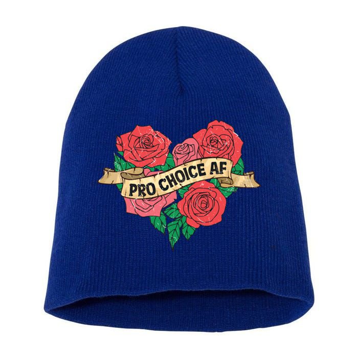 Pro Choice Af Feminist Roses Heart Feminism Great Gift Short Acrylic Beanie