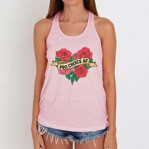 Pro Choice Af Feminist Roses Heart Feminism Great Gift Women's Knotted Racerback Tank