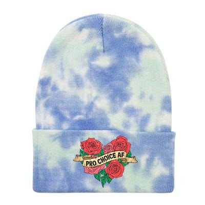 Pro Choice Af Feminist Roses Heart Feminism Great Gift Tie Dye 12in Knit Beanie