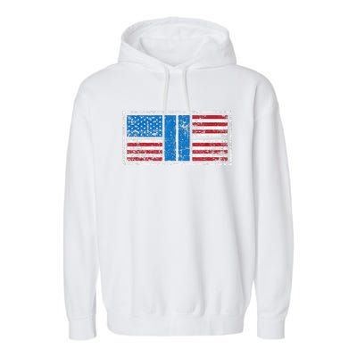 Pickleball Court American Flag USA Pride Love Patriotic Garment-Dyed Fleece Hoodie