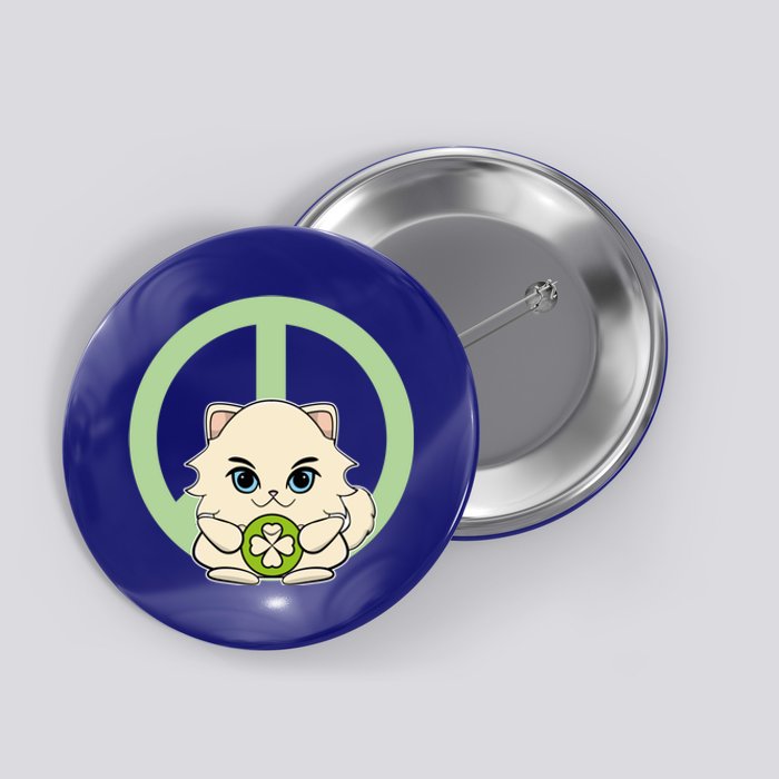 Persian Cat Anime Kitten Irish St Patricks Gift Button