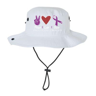 Pancreatic Cancer Awareness Peace Love Cure Ribbon Gift Legacy Cool Fit Booney Bucket Hat