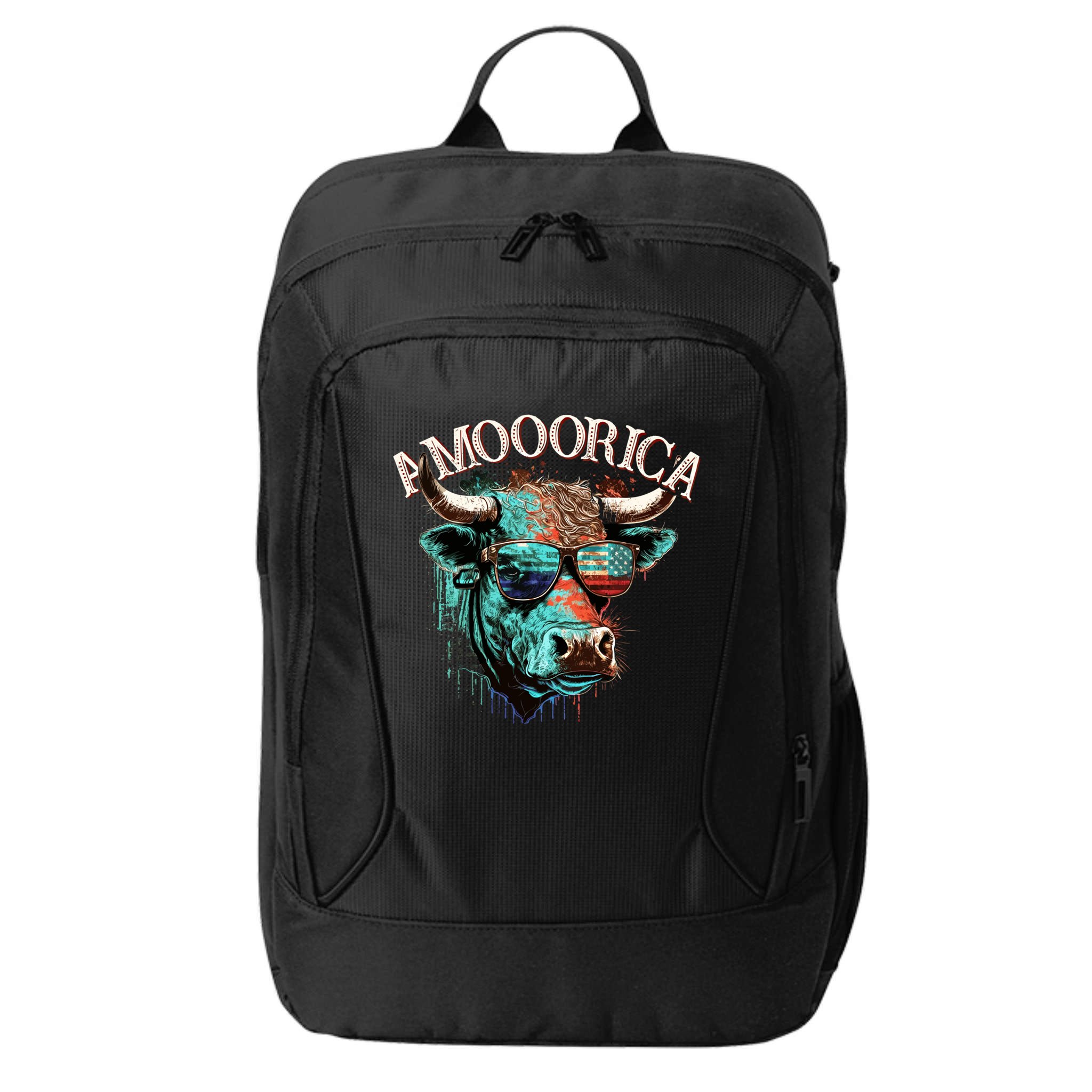 Patriotic Cow American Flag Bull 4th Of July Dairy Farmer Funny Gift City Backpack