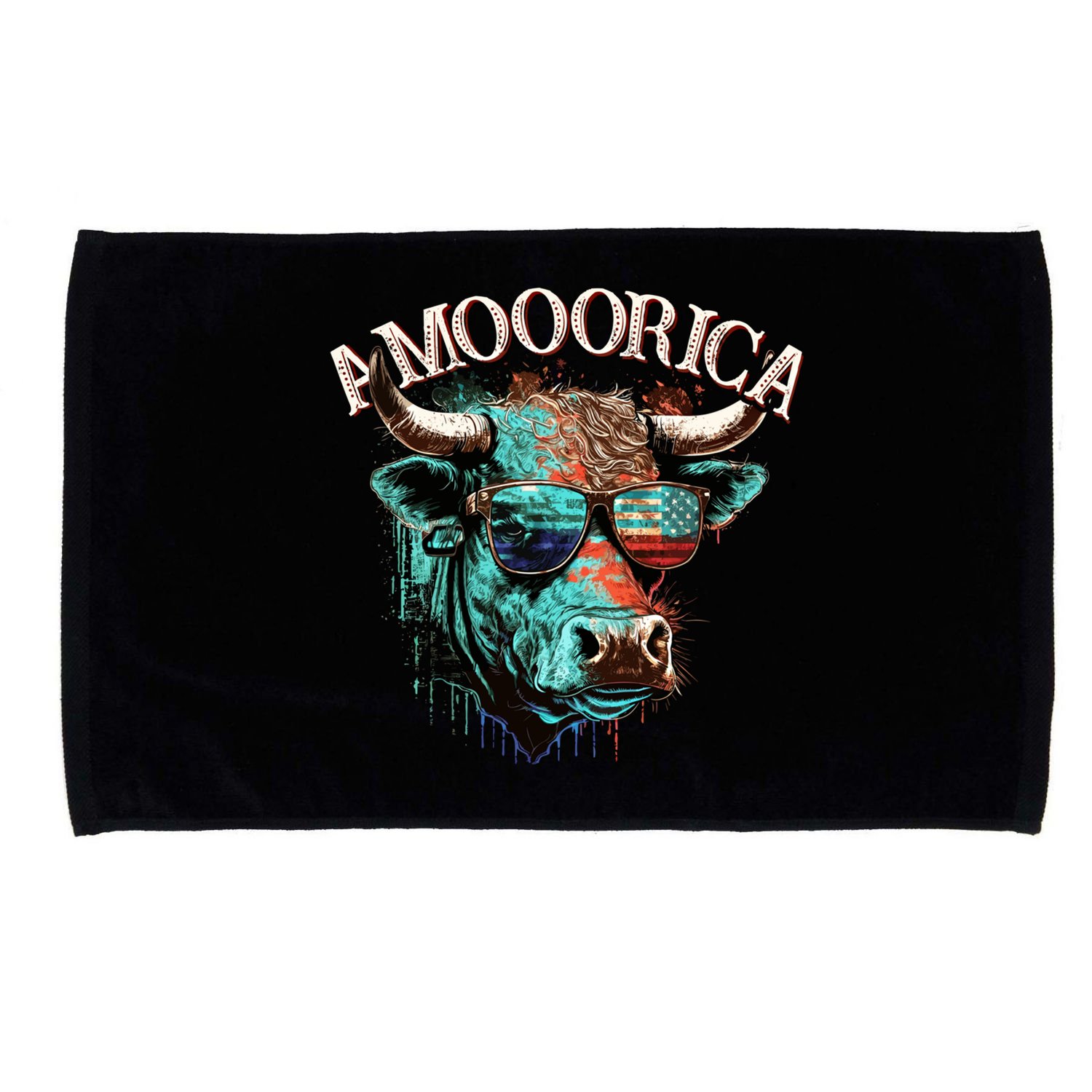 Patriotic Cow American Flag Bull 4th Of July Dairy Farmer Funny Gift Microfiber Hand Towel