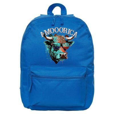 Patriotic Cow American Flag Bull 4th Of July Dairy Farmer Funny Gift 16 in Basic Backpack