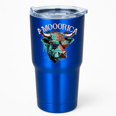 Patriotic Cow American Flag Bull 4th Of July Dairy Farmer Funny Gift Tumbler